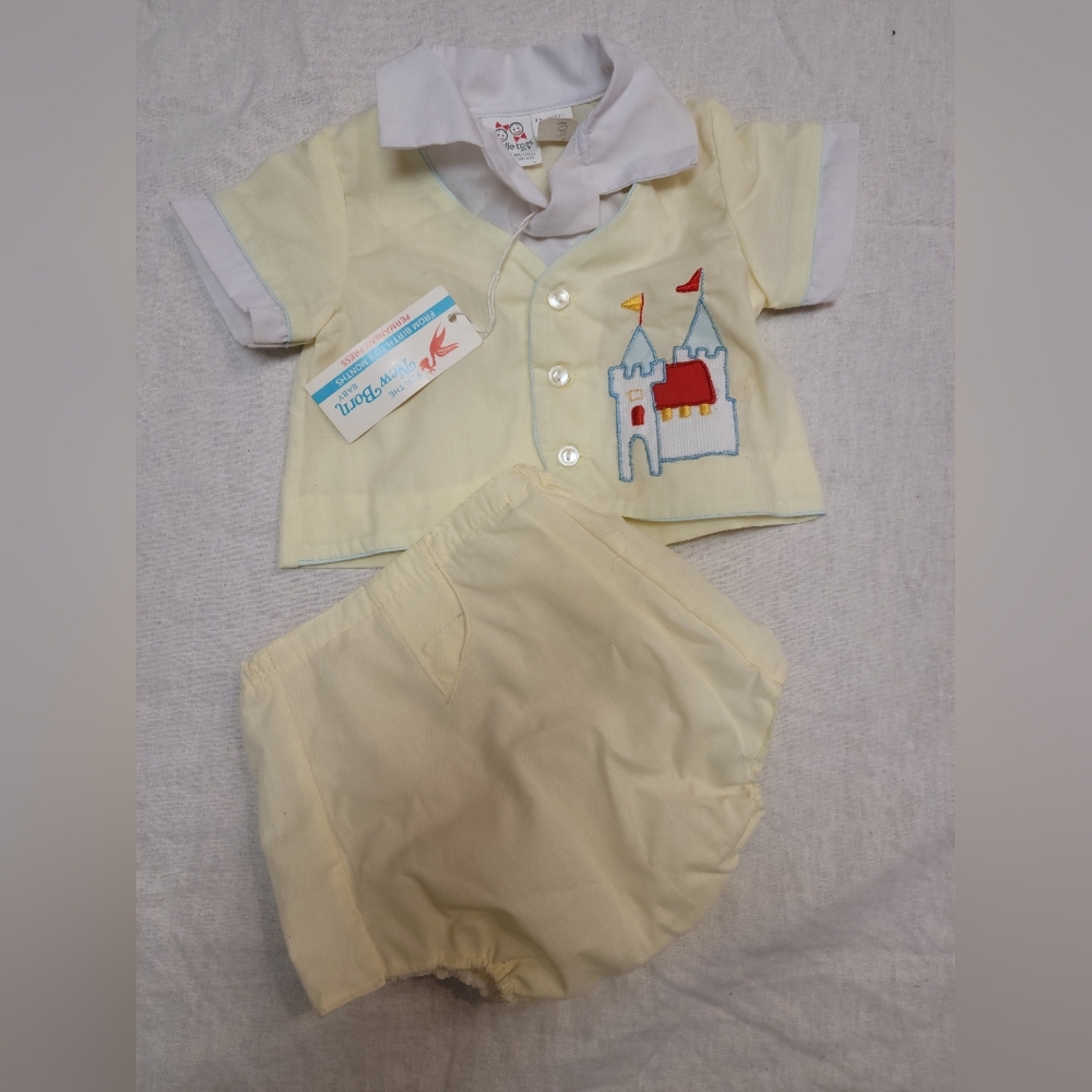NWT Vintage Yellow Diaper Set 0-3m